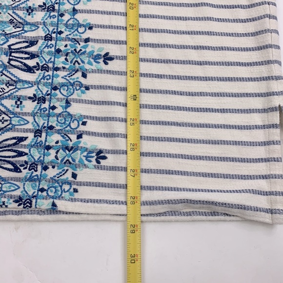 Orvis Hooded Pullover Embroidered Top Sweatshirt Tunic Creme Blue Size Medium - Picture 10 of 12